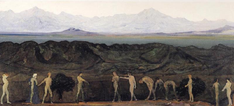 Davies Arthur Bowen Line of Mountaints Norge oil painting art